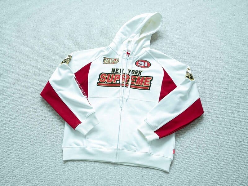 Moletom Supreme Football Zip Up Hooded White Red