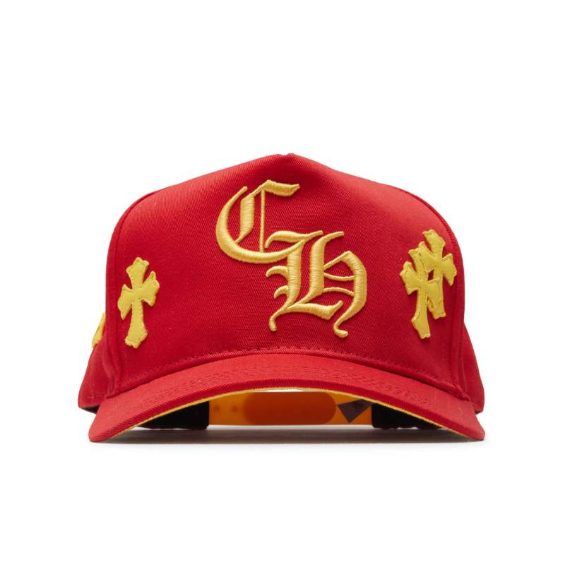 Boné Chrome Hearts Cross Patch Vermelho/Amarelo