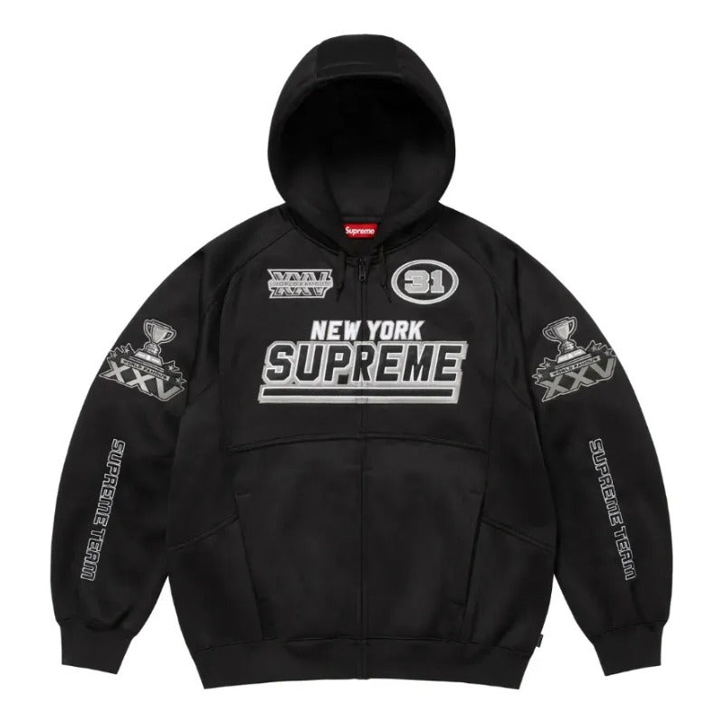 Moletom Supreme Football Zip Up Hooded Black