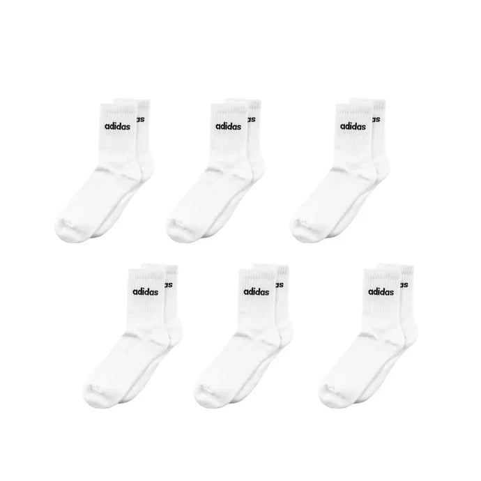 Meias Adidas Cushioned Linear Crew Socks 6 Pares Branco