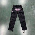 Calça Corteiz Cargo Preta e Rosa