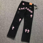 Calça Jeans Chrome Hearts Cross Pink