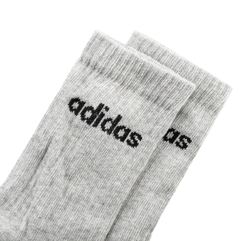 Meias Adidas Cushioned Linear Crew Socks 6 Pares Branco, Preto e Cinza