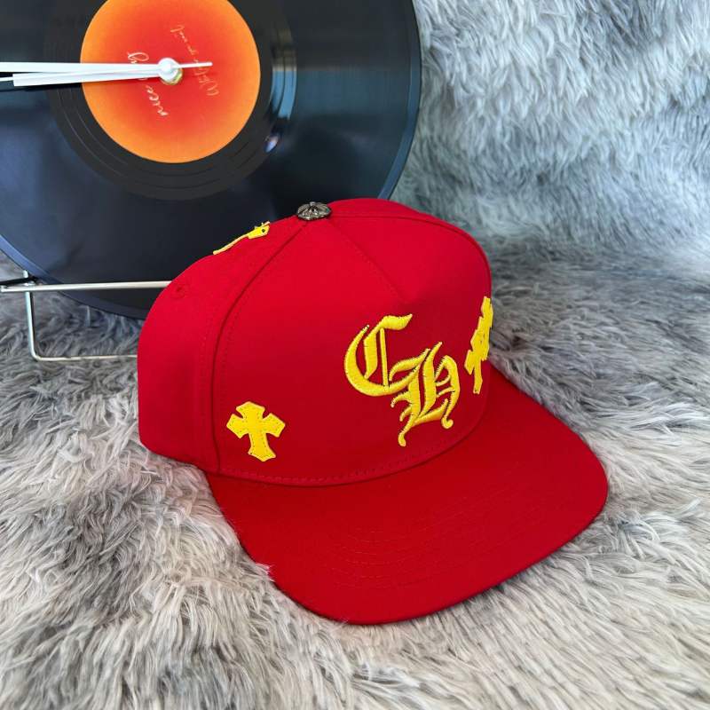 Boné Chrome Hearts Cross Patch Vermelho/Amarelo