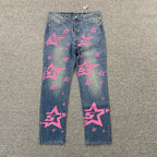 Calça Jeans Sp5der Pink Stars