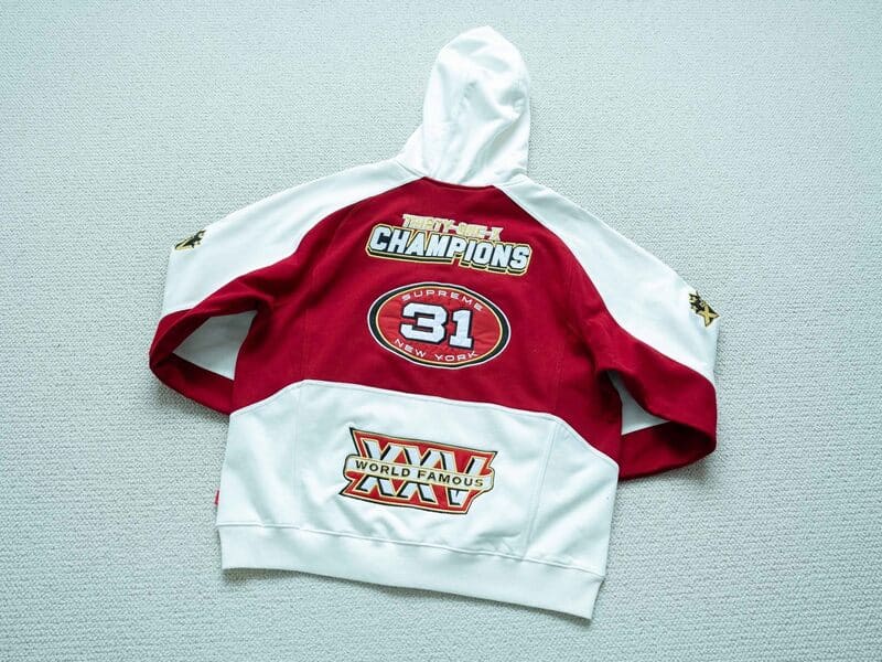 Moletom Supreme Football Zip Up Hooded White Red