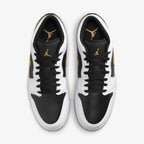Air Jordan 1 Low White Black Metallic Gold Swoosh
