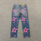 Calça Jeans Sp5der Pink Stars