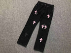 Calça Jeans Chrome Hearts Cross Pink