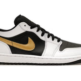 Air Jordan 1 Low White Black Metallic Gold Swoosh