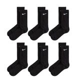 Meias Nike Everyday Cushioned Crew Socks 6 Pares Preto