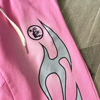 Calça Hellstar Flame Sweatpants Pink/Silver