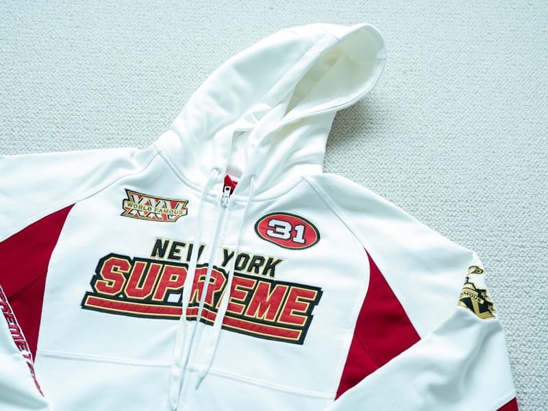 Moletom Supreme Football Zip Up Hooded White Red
