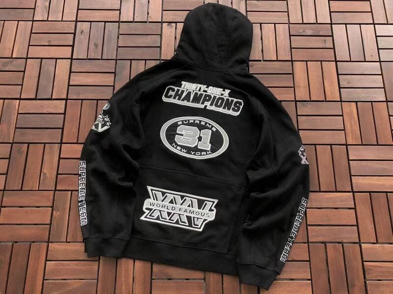 Moletom Supreme Football Zip Up Hooded Black
