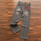 Calça Louis Vuitton Distressed Baggy Monogram Jeans