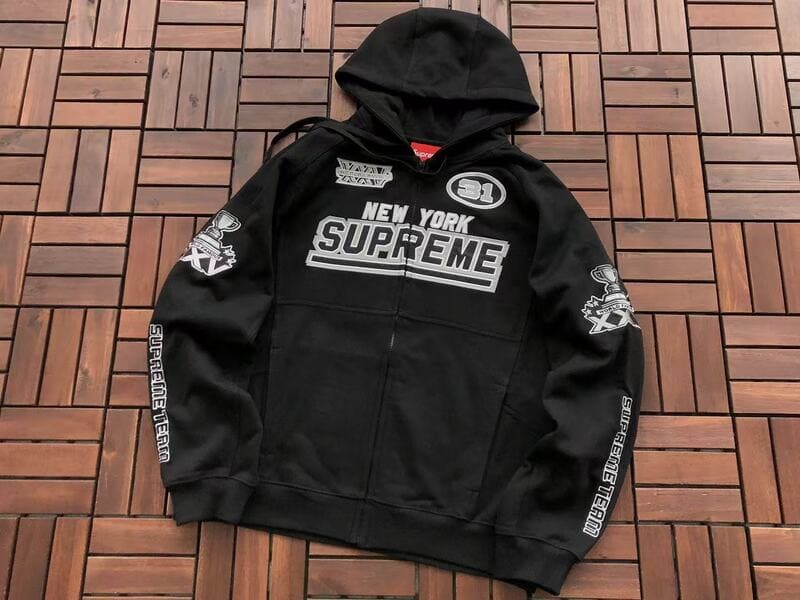 Moletom Supreme Football Zip Up Hooded Black