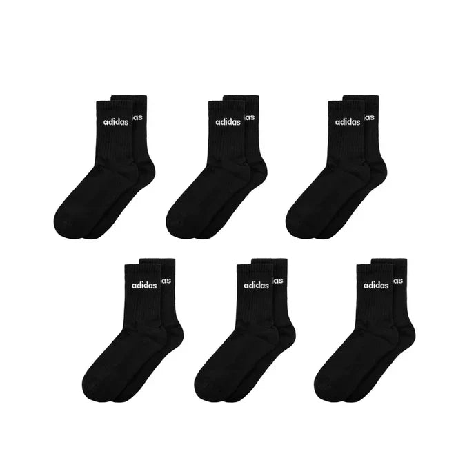 Meias Adidas Cushioned Linear Crew Socks 6 Pares Preto